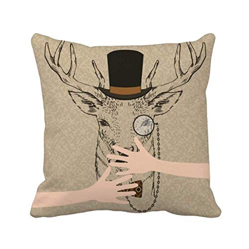 Coussin decoratif cerf style anglais en textile doux haute precision - 2