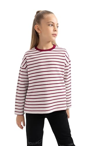 DeFacto Girl Knitted Loose Fit Crew Neck Long Sleeve Sweat Shirt B2523A8, Ecru 9/10 Y