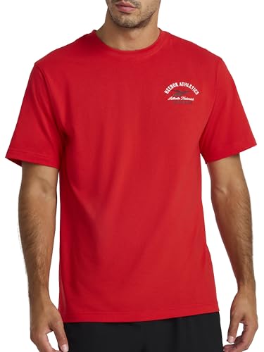 Reebok Men’s Athletics Dept. Crewneck T-Shirt, Standard Fit, Lightweight Cotton-Poly Jersey Fabric, Red, Large