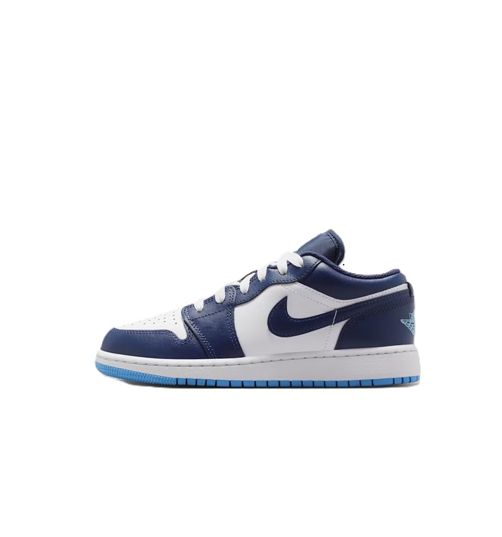 Air Jordan 1 Low Big Kids' Shoes (Midnight Navy/White/University Blue) Size 4.5