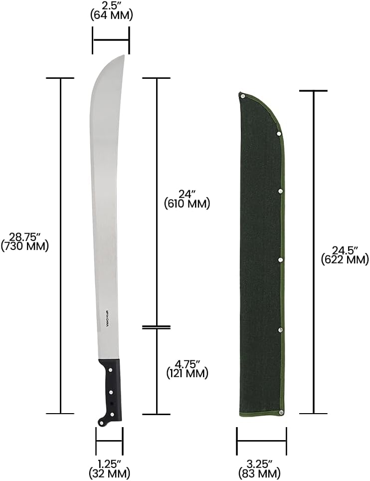 Zenport Heavy Duty Carbon Steel Machete with Sheath for Gardening, Landscaping, Crop Harvesting, and More