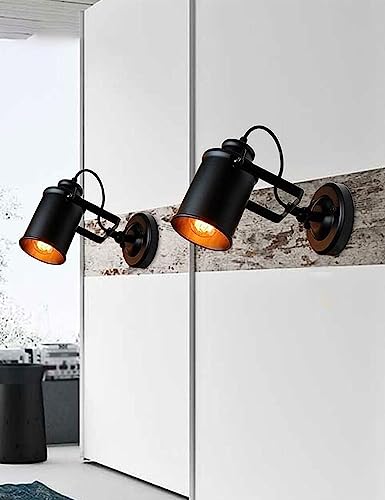 Image of Homesake Industrial Black Track Spotlight Wall /Ceiling Light, Adjustable Metal Spot Light Fixture for Kitchen, Dining Room, Bedroom & Living Room | Modern Flush Mount Directional Lamp (1-Light)