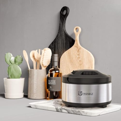 Image of Trendz 1000ml (1 Litre) Stainless Steel Insulated Casserole with Double Wall PUF Insulation | Advanced PUF Thermal Insulation for Long-Lasting Heat | Airtight Leak-Resistant Lid | Food Grade Steel Food Server (Silver) Heavy-Duty Durable Steel Body