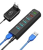 Hub USB 3.0, Vansuny Hub USB 3.0 Alimentato, 6 in 1 Porta USB Multipla per PC, Ultra Trasferimento Ultra Veloce 5Gb/s