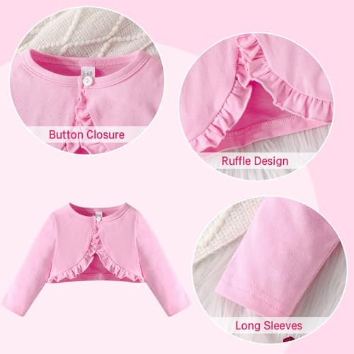 Kunyeah Baby Girls Dress and Cardigan Set Infant Ruffle Shrug Coat Butterfly Print Skirt Toddler Long Sleeve Outfit4