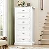 FINETONES 6 Drawer White Dresser 51 Tall White Dresser Chest of Drawers Tall Dresser White 6 Drawer Dresser with Large Storage Space Modern Storage Chest of Drawers Super Stable Base