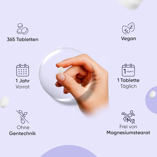 Selen 200µg- 365 Selenium Tabletten - 1 Jahr Vorrat - L- Selenmethionin - Vegan - Selen trägt zu einer normalen Schilddrüsenfunktion bei (EFSA) - 1 Selenium Tablette Täglich - Glutenfrei - WeightWorld