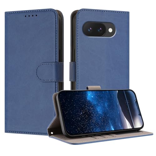 Coque Google Pixel 9A bleu foncé, l'étui portefeuille idéal pour voyager léger