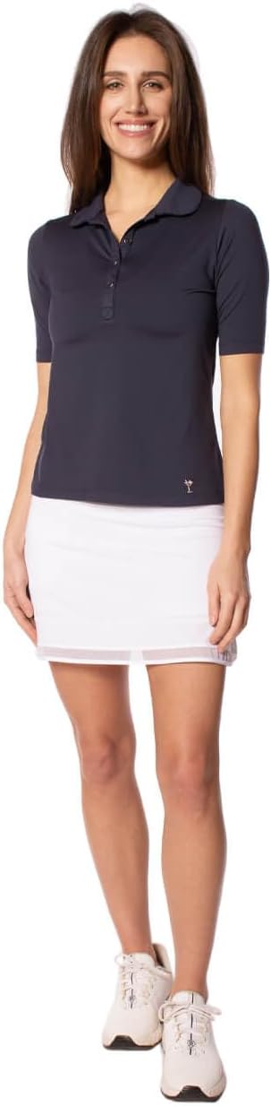 GOLFTINI Women's Elbow Sleeve Golf Polo - Stretch, UPF 30+, Moisture-Wicking - Sport Shirt for Golf, Tennis & Pickleball