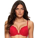 Ann Summers Sexy Lace Padded Boost Bra, A-DD Cup, Curve-Enhancing Womens Underwear with Graduated Push-Up Cups, Underwire Support & Plunge Fit for Double Cleavage Boost Red - Womens Lingerie