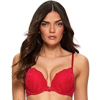 Ann Summers Sexy Lace Padded Boost Plunge Bra for Women A-G Cup Red