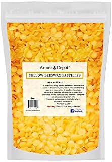 Aroma Depot 4 oz Yellow Beeswax Pellets 100% Natural Pure Bees Wax 3 x Filtered, Great for Skin, Face & Body, Ideal for DIY, Lotion, Creams, Soaps, Lip Balm and Candle Making Supplies. Easy Melt
