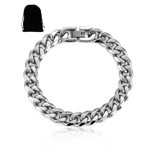 KGDUYC Homme Gourmette Chaîne Bracelet en Acier Inoxydable, Chaîne Grosse Maille Bracelet,Chunky Bracelet de Hip-hop Tendance Chaîne Punk Rappeur Bijoux Cadeau