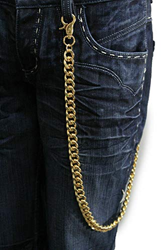 Men Wallet Chain Links Key Gold Metal 33" Long Strand Fashion Jewelry Biker Rocker Punk Style Look2