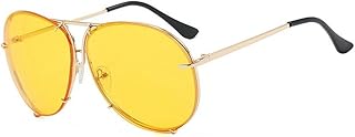 Gafas de sol redondas de gran tamaño para mujer, estilo retro, a la moda, con montura de metal de lujo, con protección UV400