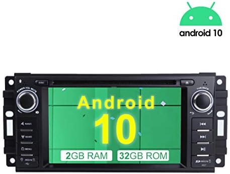 MCWAUTO Android 9.0 Car Stereo Radio GPS Navigation DVD Player for Jeep Wrangler JK Dodge Ram Challenger Head Unit Single Din 6.2” with Navigation Bluetooth/4G