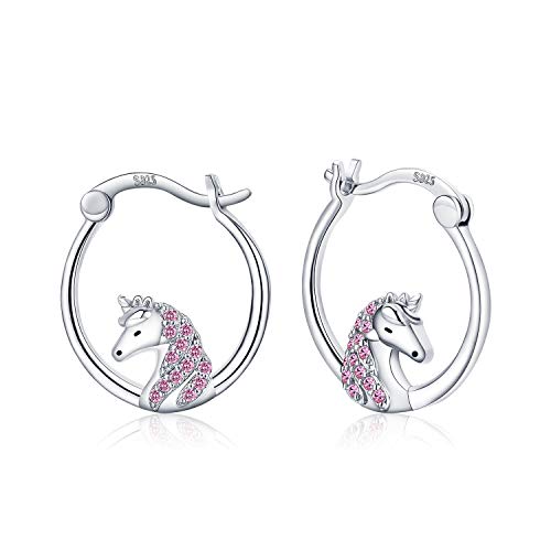 Unicorn Hoop Earrings For Women Girls Sterling Silver Small Animal Huggie Hoop Earrings For Sensitive Ears Unicorn Jewelry Gifts For Little Girls #TOP25