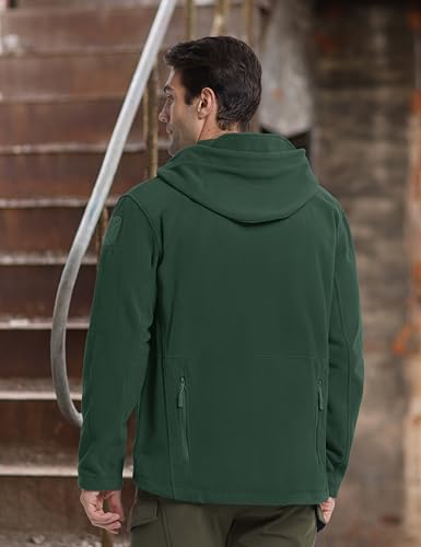 CRYSULLY Men's Fall Winter Coat Safari Jacket Fleece Hiking Travelling Fatigue Outdoors Snow Jacket Dark Green