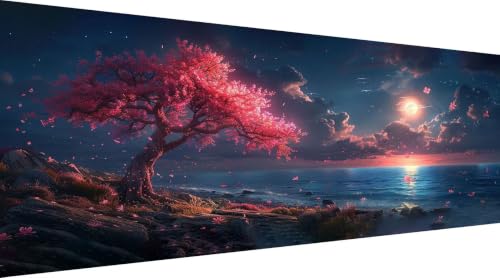 Kit broderie diamant XXL arbre et océan 40x80 cm pour adulte