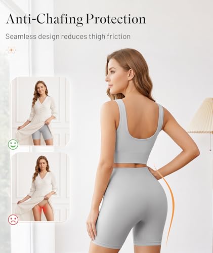 Image of FRESBEIT 3 Pack Slip Shorts for Women Under Dress Comfortable Smooth Boyshorts Panties Biker Shorts