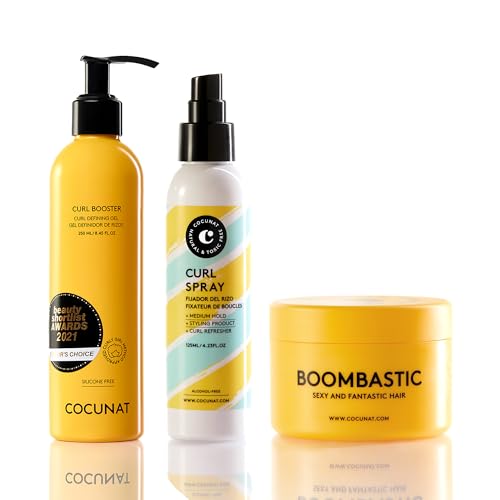 COCUNAT - Booster de Rizos + Boombastic + Curl Spray - Gel de Definición - Mascarilla Nutritiva - Fijador de Rizos - Hidrata, Nutre, Fortalece, Elimina el Frizz y Desenreda - Metodo Curly
