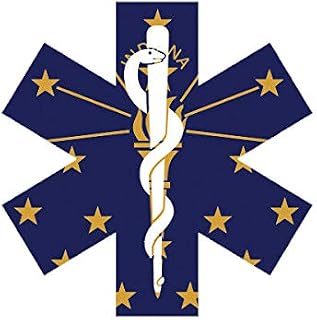 EW Designs Indiana State Shaped EMT Flag Sticker Decal Vinyl EMS Paramedic in Bumper Sticker Vinyl Sticker Car Truck Decal 5"