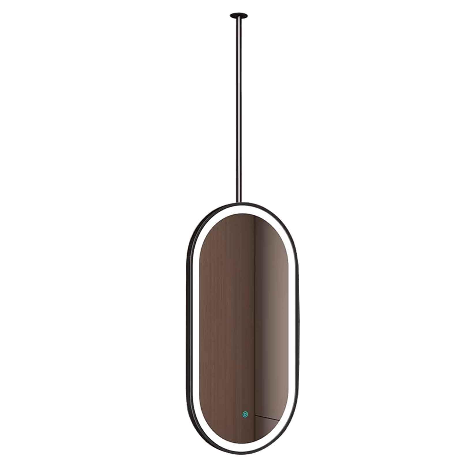 FGXHHS LED s, Black Metal Framed Oval Ceiling Hanging Lighted Mirror for Vanity Makeup Shaving - Pole Custom(40cmx70cm)