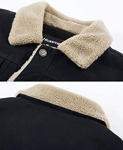 HOW'ON Men's Plus Cotton Warm Fur Collar Casual Button Military Cargo Jacket Outwear Parka Winter Quilted Coat4