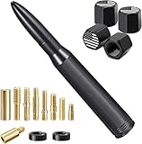 Truck Bullet Antenna with Valve Stem Caps for Silverado 1500 2500 3500 HD Avalanche Ford F Series F150 F250 GMC Sierra Denali Heavy Duty Accessories-Made of Rugged Billet and Aluminum