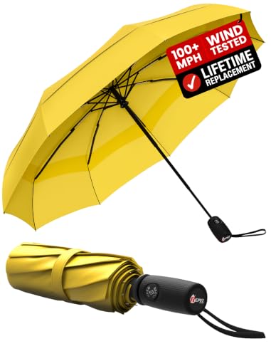 Image of Repel Windproof Travel Umbrella - Compact & Withstands Winds up to 100MPH , Strongest Premium Auto Folding Umbrella for Rain and Sun - Durable, Light & Portable for Women & Men , Fits Backpack & Cars