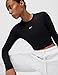 Nike Women's Sportswear Chill Knit Slim Long-Sleeve Cropped Top, Black/White, Medium