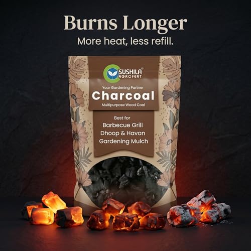 Image of Eco-Friendly Natural Wood Charcoal 1KG | Long Burning Coal & Air Purifier Koyla for BBQ, Grilling, Cooking, Pooja, Dhoop, Havan & Gardening | Activated Charcoal for Indoor Plants