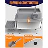 Powools Cat Litter Box - Stainless Steel Litter Box with Scatter-Proof Elevated Step Board for Kitty Use, Robust & Non-Sticky Metal Cat Box with Scoop, Grey