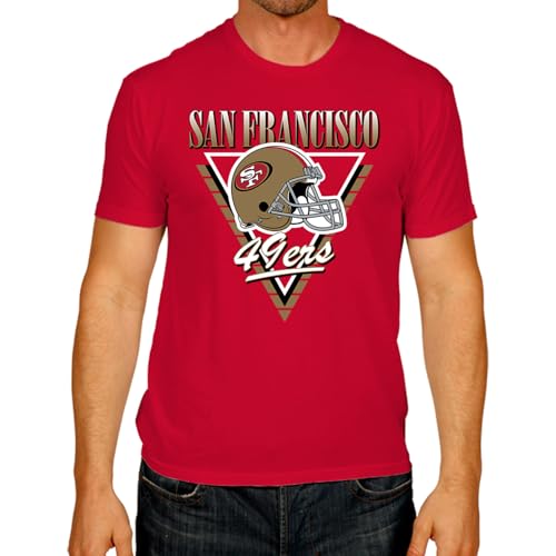 Team Fan Apparel NFL Adult Retro Triangle Unisex T-Shirt, Tag-Less Comfortable Football Apparel, Officially Licensed (San Francisco 49ers - Red, Medium)