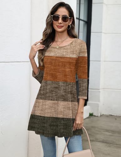 Image of Zeagoo Women Tops 3 /4 Sleeve Dressy Casual Plus Size Tunics Loose Blouses