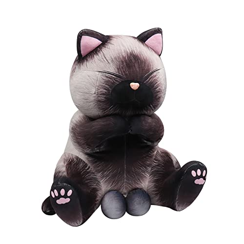 Siamese Cat Plush Pillow, Kawaii Kitten With Balls Stuffed Animals Soft Toy Doll Big Hugging Plushie Gifts For Boys Teenager Adult Girlfriend 15.75" #TOP15
