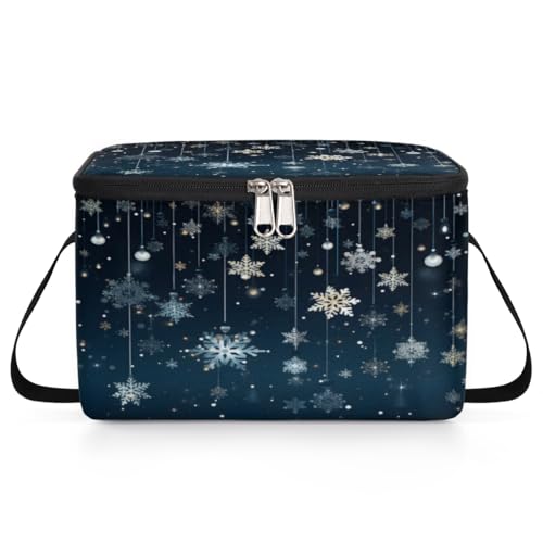 GzLeyigou Snowflake Lunch Bags for Women Men 9 Cans, Hot & Cold Food Delivery Bag Insulated Grocery Bag Insulated Lunch Box Cooler Bag for Office Work Picnic Beach