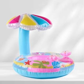 عوامة سباحة بشكل مظلة، ألعاب مسبح للرضع بشكل فطر، عوامة سباحة لحفلات الصيف بلون وردي، لعمر (2-8 سنوات)، متعددة الألوان