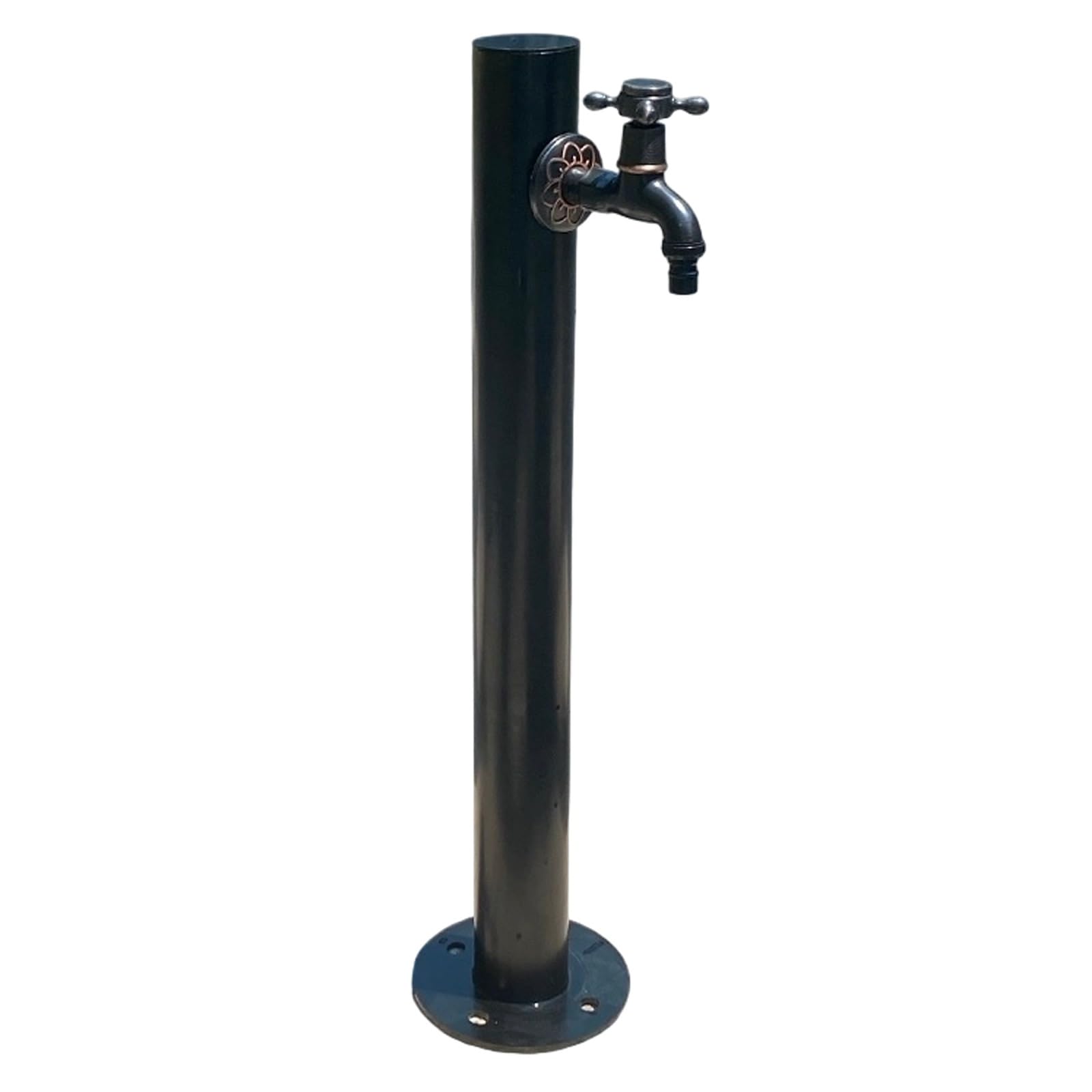Soporte para manguera de jardín para instalar en césped con grifo exterior integrado