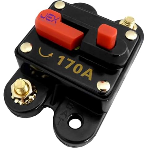 Jex Electronics 170 Amp in-Line Circuit Breaker Stereo/Audio/Car/RV 170A/170AMP Fuse 12V/24V/32V Cover