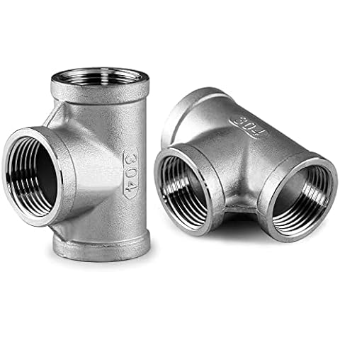 Beduan 3/4" Tee Female NPT T Shaped 3 Way Cast Pipe Fitting - Stainless Steel 304 (Pack of 2) Cover