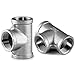 Beduan 1/2" Tee Female NPT T Shaped 3 Way Cast Pipe Fitting - Stainless Steel 304 (Pack of 2)