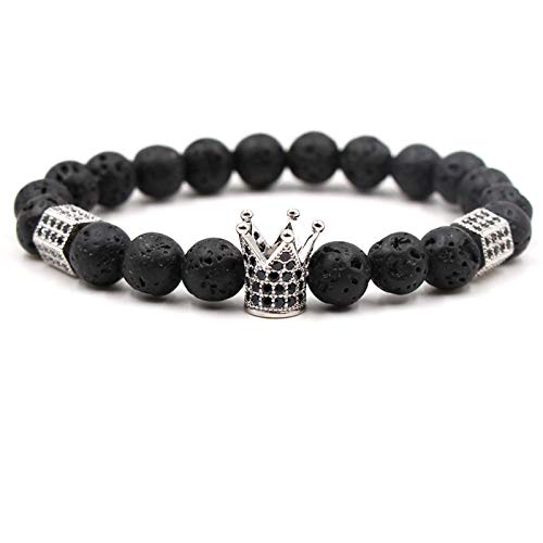 Bijoux en pierre naturelle élastique avec micro perle de couronne zircon pour vêtement