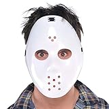White Plastic Hockey Mask (Adults Size) 1 Pc. - Perfect for Halloween, Masquerades, & Costume Parties