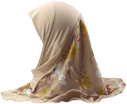 Modest Beauty Hijab Scarf Girls Hijab Head Scarves Double Layer Floral Hijab for Girls Age 2-6 Or 6-12