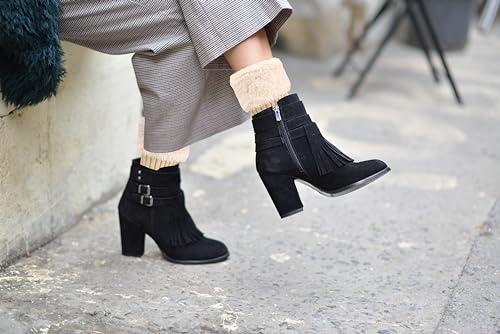 Benefeet Sox Womens Faux Fur Boot Cuffs Girls Cable Knit Ankle Warmers Socks Winter Warm Short Boot Toppers Socks Leg Warmers4