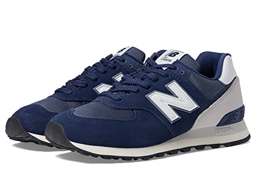 New Balance Unisex 574 V2 Lace-Up Sneaker, White/Navy/White, 4.5 US Men
