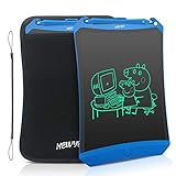 NEWYES Robot Pad 8.5 Inch LCD Writing Tablet Electronic Writing Pads Drawing Board Gifts for Kids Office Blackboard with Lock Function (Blue+Case+Lanyard)