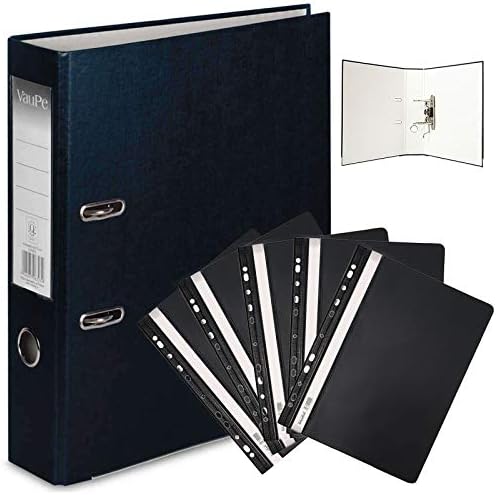 1 Purple A4 Lever Arch File Folder + 5 Purple Hard Perforated Presentation Files