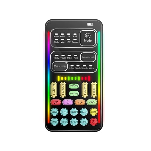 Kavolet Voice Changer, micrófono de mano, máquina de efectos de sonido, distorsionador de voz, distorsionador de voz portátil, con 8 efectos de sonido, luz colorida, para teléfono, portátil, juegos de